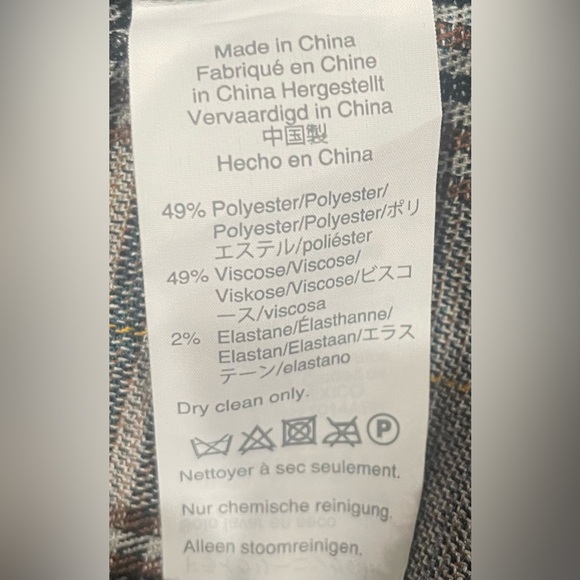 Madewell Wide-Leg flat front Pants in Plaid, elastic comfortable XS/S EUC - Picture 5 of 6